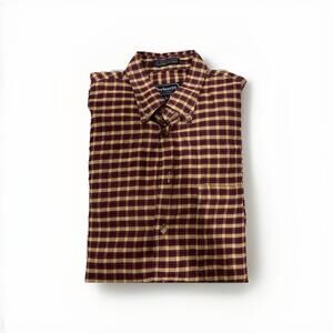 VTG BURBERRYS LONDON LINEN BLEND FLANNEL MENS SHIRT SIZE LARGE MADE USA VGC!